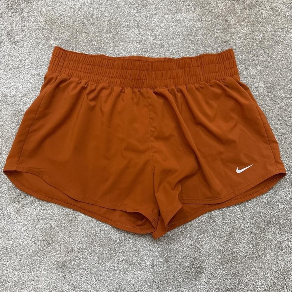 NWT Nike Dri-Fit Training Women's Shorts Orange/Brown DX6010-246 Size Large